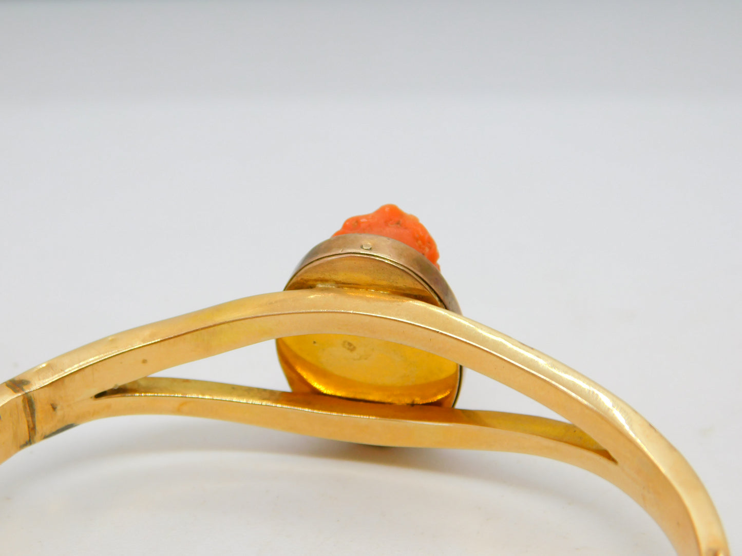 George IV 15ct Gold & Carved Red Coral Cameo Bangle Bracelet Antique c1830