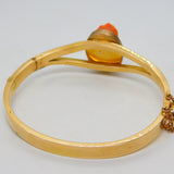 George IV 15ct Gold & Carved Red Coral Cameo Bangle Bracelet Antique c1830