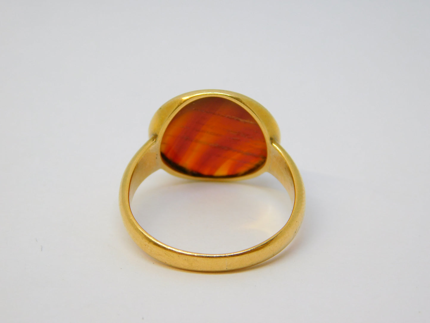 Victorian 18ct Yellow Gold Red Carnelian Agate Set Signet Ring Antique c1860