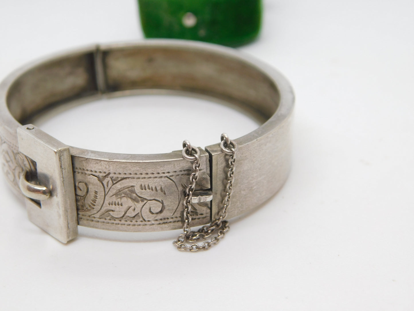 Victorian Sterling Silver Wave Pattern Bangle Bracelet Antique c1900