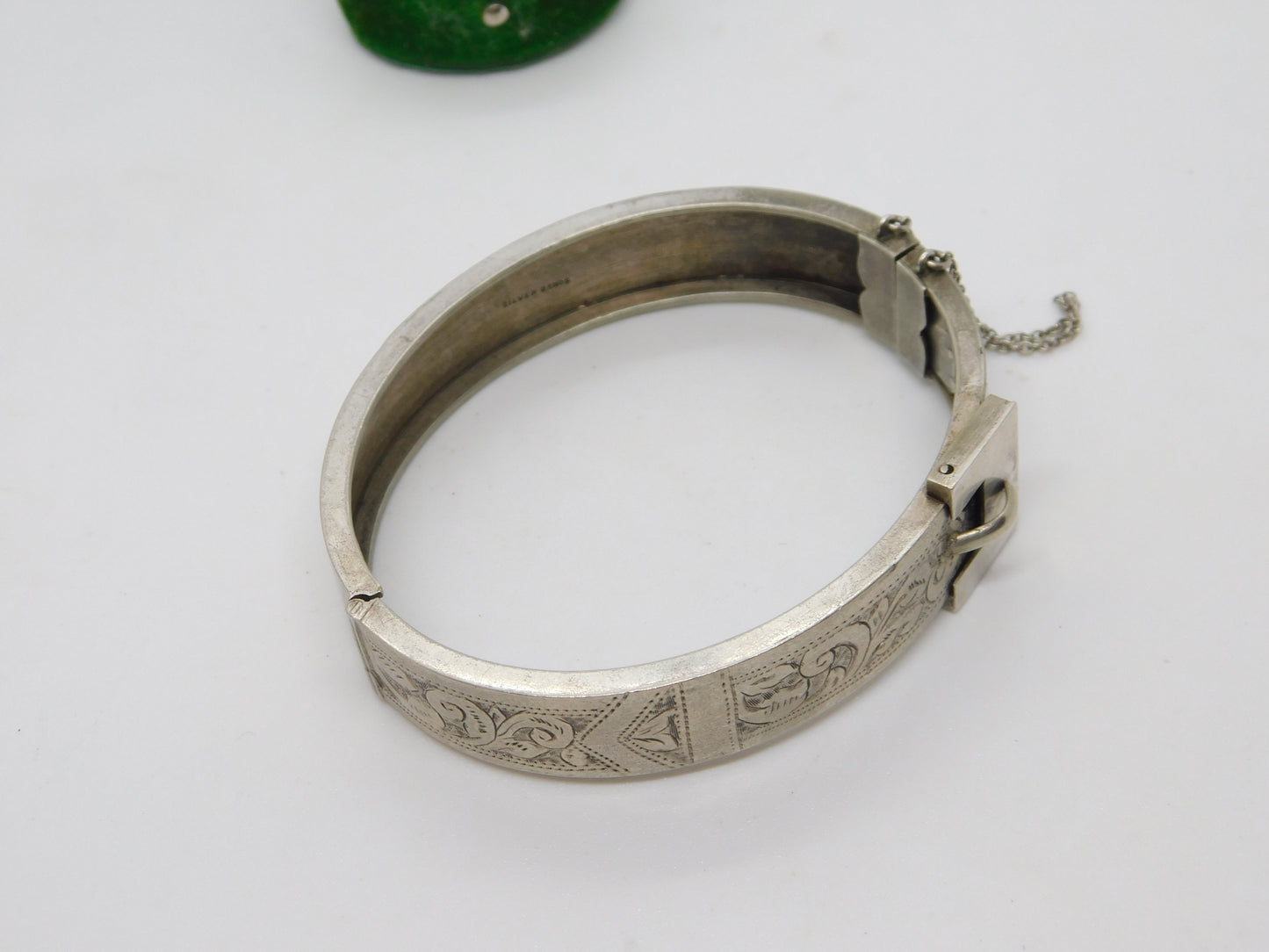 Victorian Sterling Silver Wave Pattern Bangle Bracelet Antique c1900