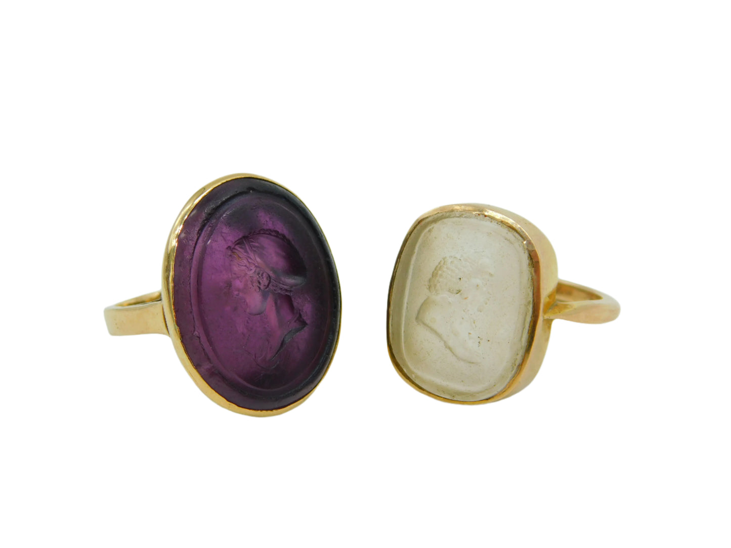 9ct Yellow Gold & Amethyst Set Clip-On Earrings Vintage c1990 Birmingham
