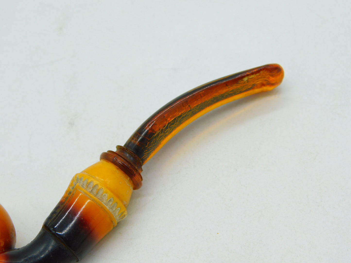 19th Century Novelty Meerschaum & Black Amber Hand Form Pipe Antique c1880