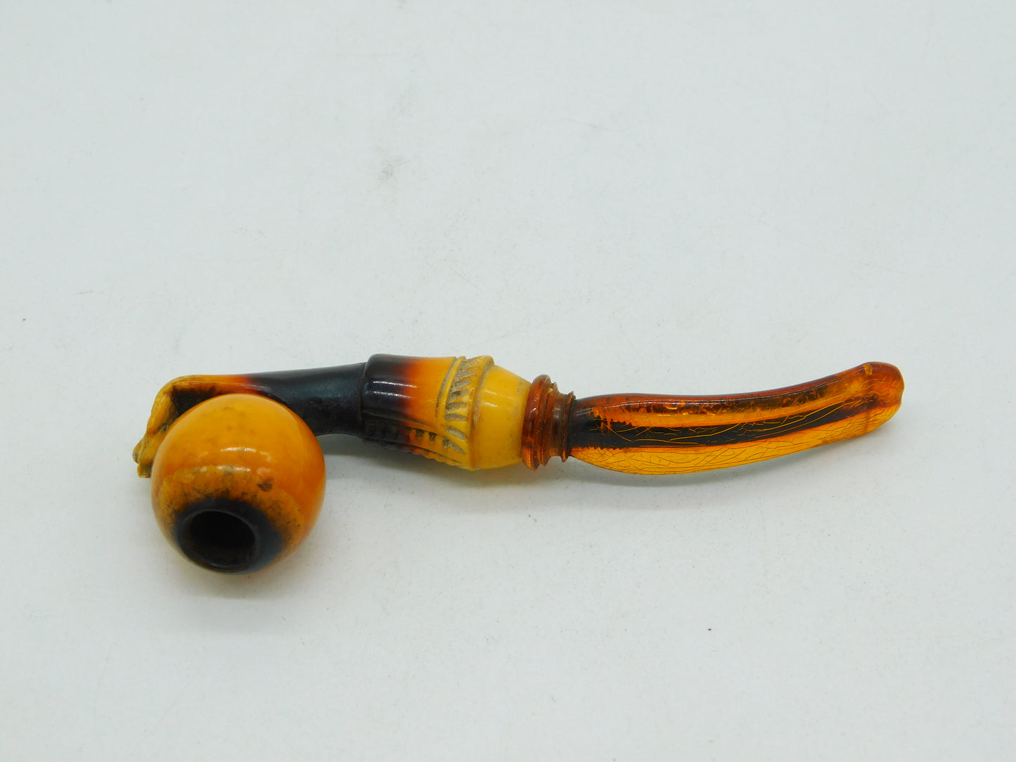 19th Century Novelty Meerschaum & Black Amber Hand Form Pipe Antique c1880