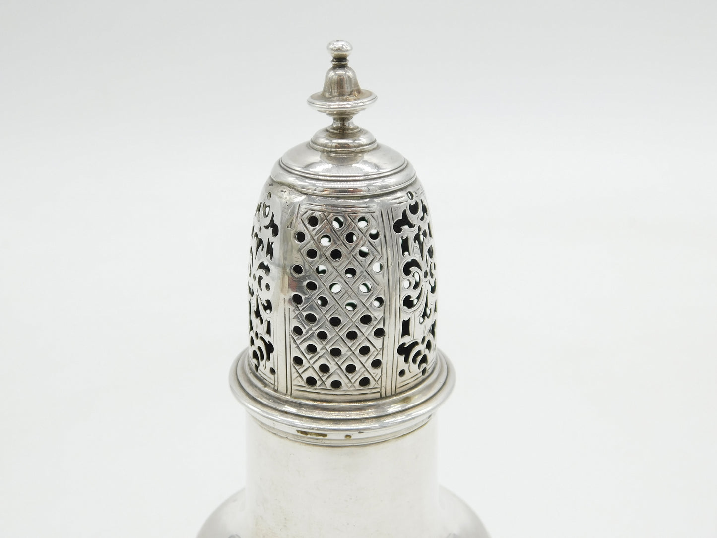 George II Sterling Silver Muffineer Sugar Caster Antique 1740 London S. Wood