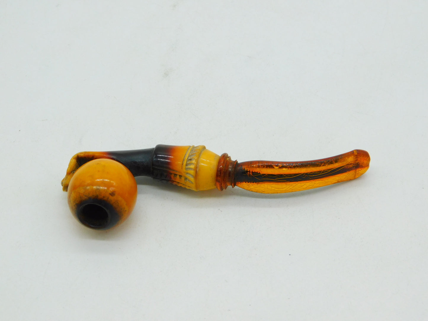 19th Century Novelty Meerschaum & Black Amber Hand Form Pipe Antique c1880