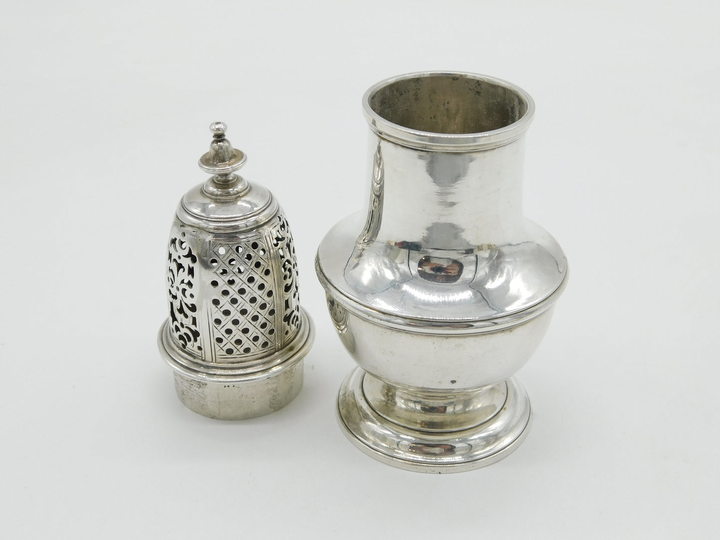 George II Sterling Silver Muffineer Sugar Caster Antique 1740 London S. Wood