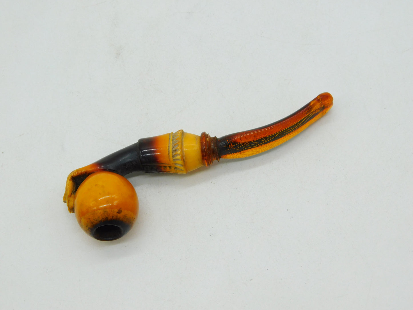 19th Century Novelty Meerschaum & Black Amber Hand Form Pipe Antique c1880