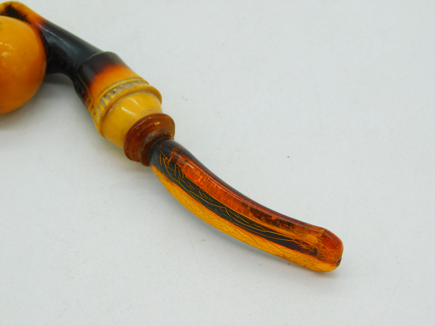 19th Century Novelty Meerschaum & Black Amber Hand Form Pipe Antique c1880