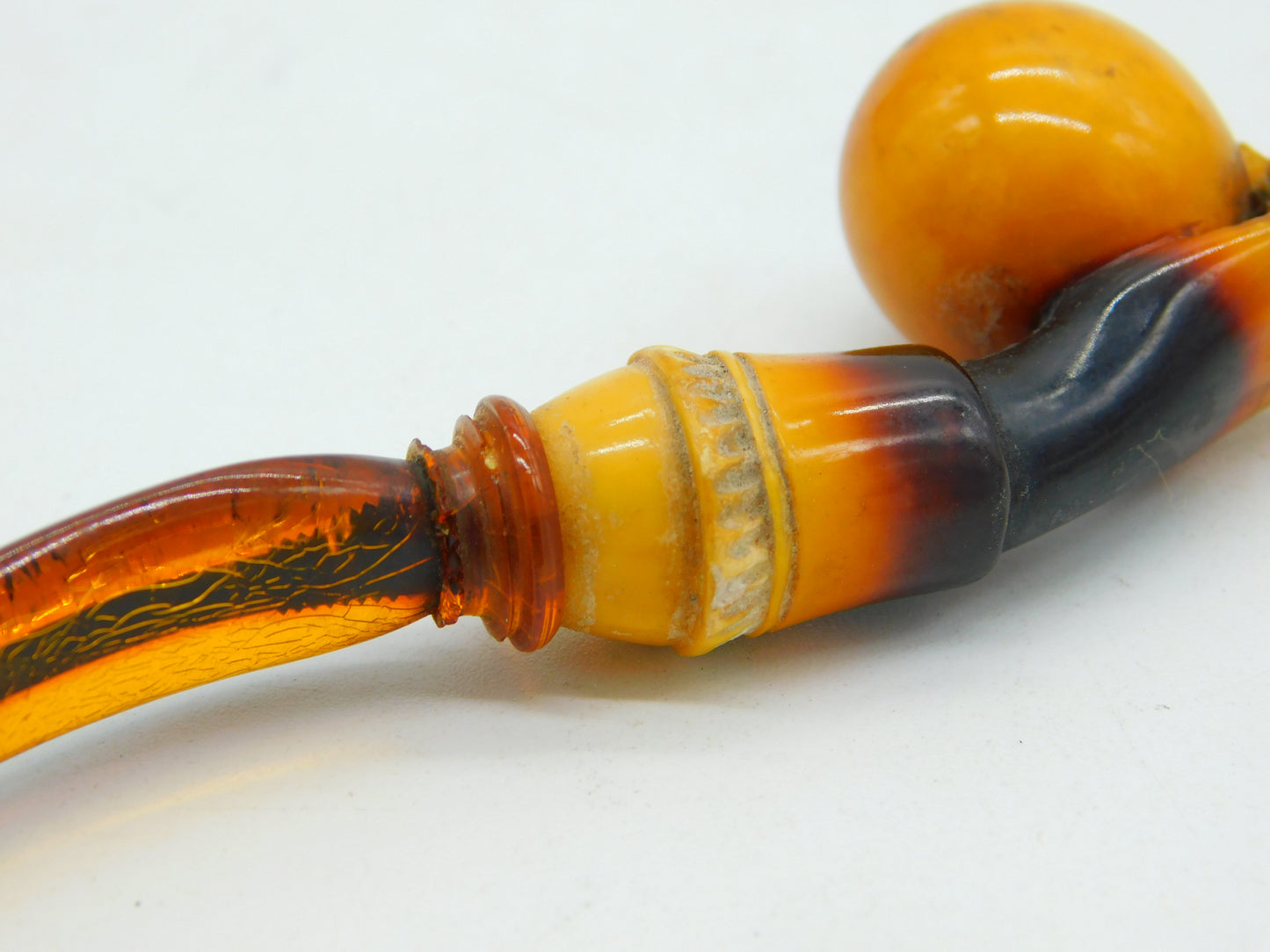 19th Century Novelty Meerschaum & Black Amber Hand Form Pipe Antique c1880