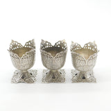 Set Of Three Victorian Sterling Silver Anglo-Indian Egg Cups Antique c1900