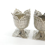 Set Of Three Victorian Sterling Silver Anglo-Indian Egg Cups Antique c1900