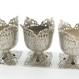 Set Of Three Victorian Sterling Silver Anglo-Indian Egg Cups Antique c1900