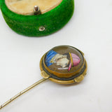 Victorian Pinchbeck Painted 'Fred Archer' Jockey Stick Pin Antique c1860