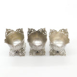 Set Of Three Victorian Sterling Silver Anglo-Indian Egg Cups Antique c1900