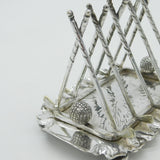 Silver Plated Novelty Golf Clubs & Balls Four Bar Toast Rack Antique c1920 Deco
