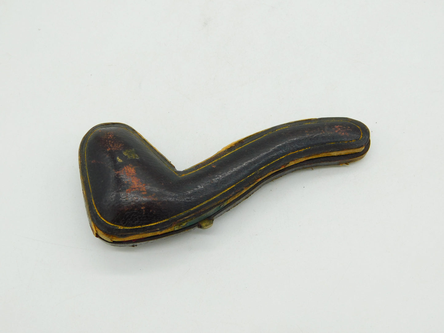 Boxed 19th Century Meerschaum Block Amber Panther Smoking Pipe Antique c1880