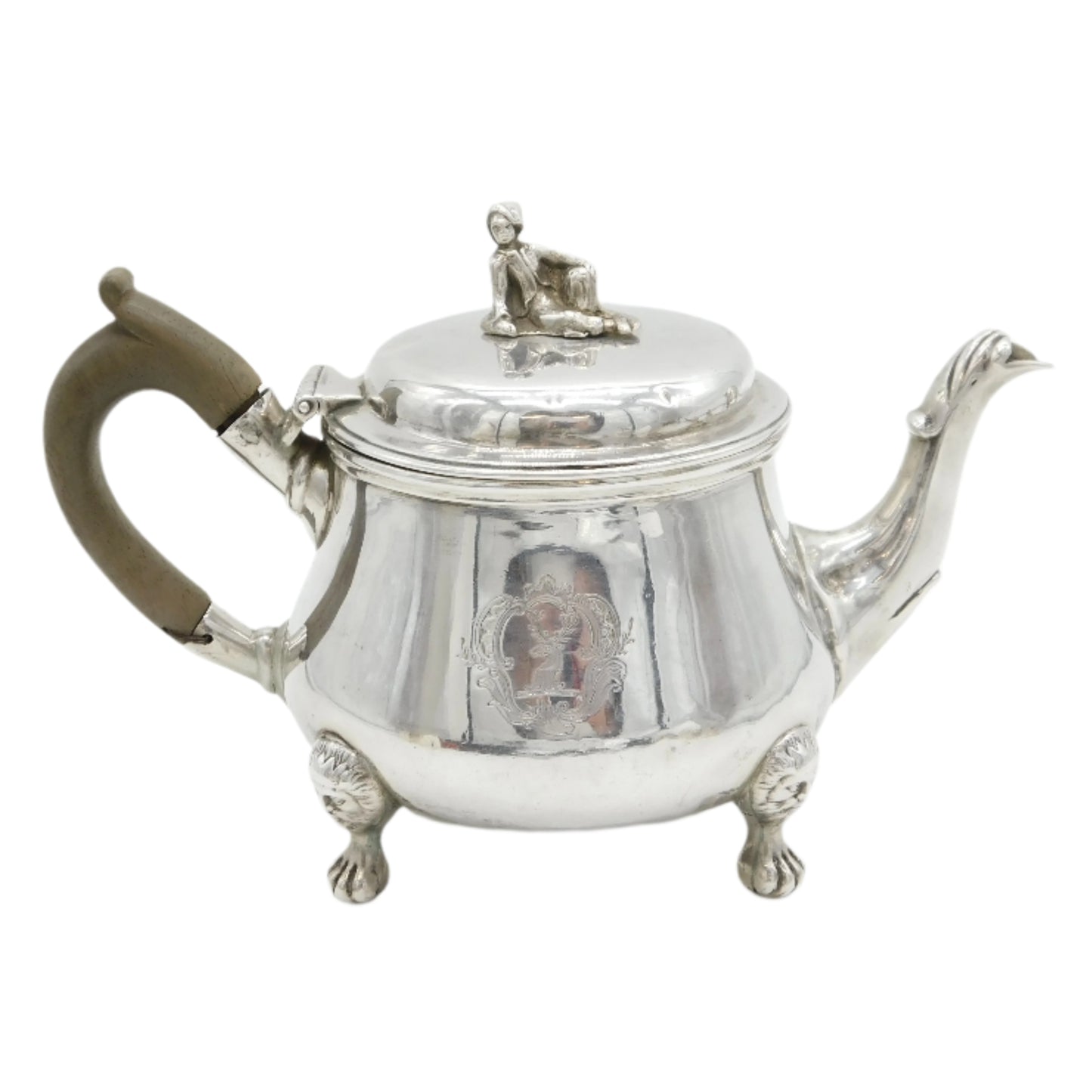 George III Sterling Silver Green Man Footed Bachelors Teapot Antique 1815 London