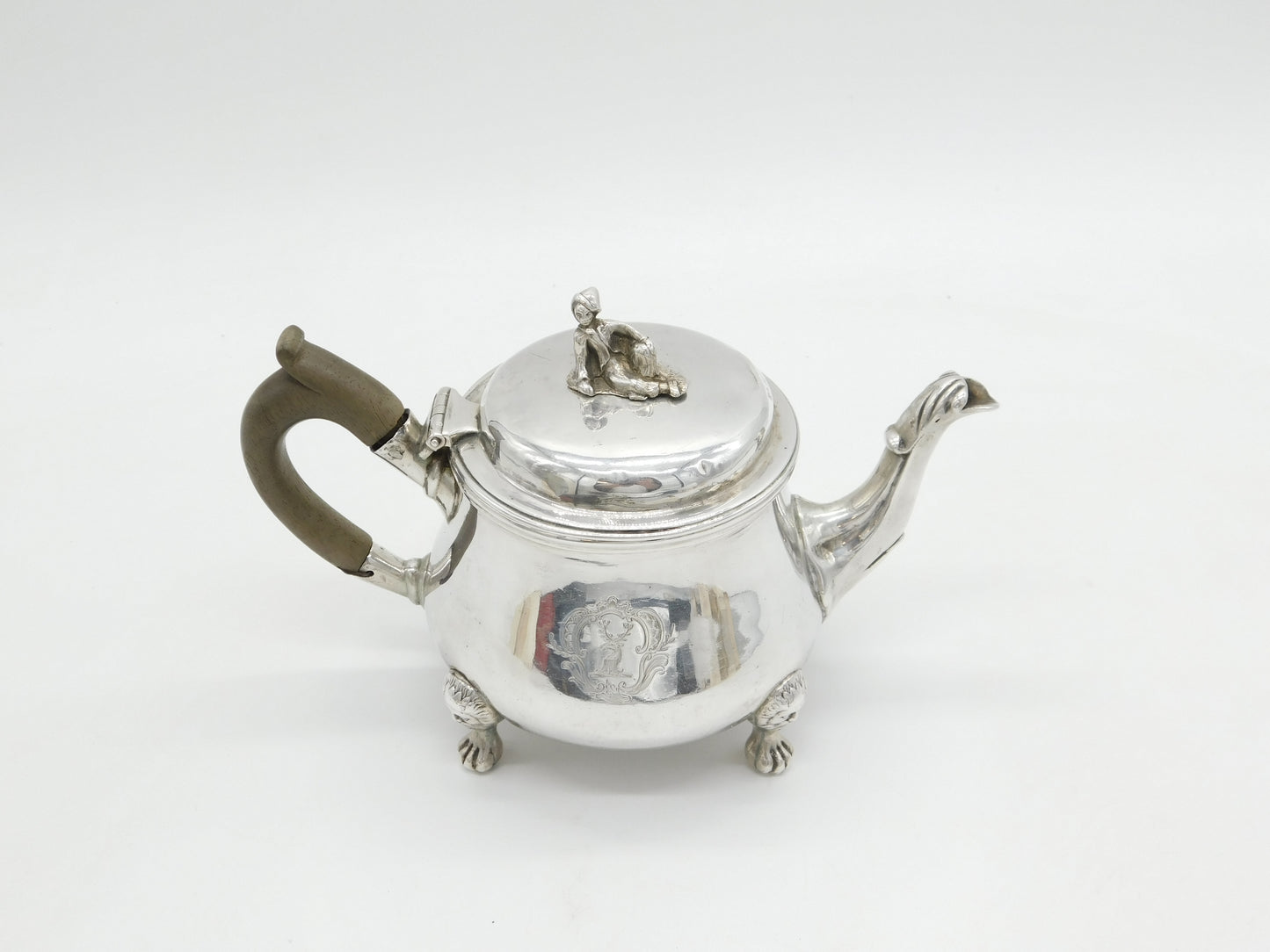 George III Sterling Silver Green Man Footed Bachelors Teapot Antique 1815 London