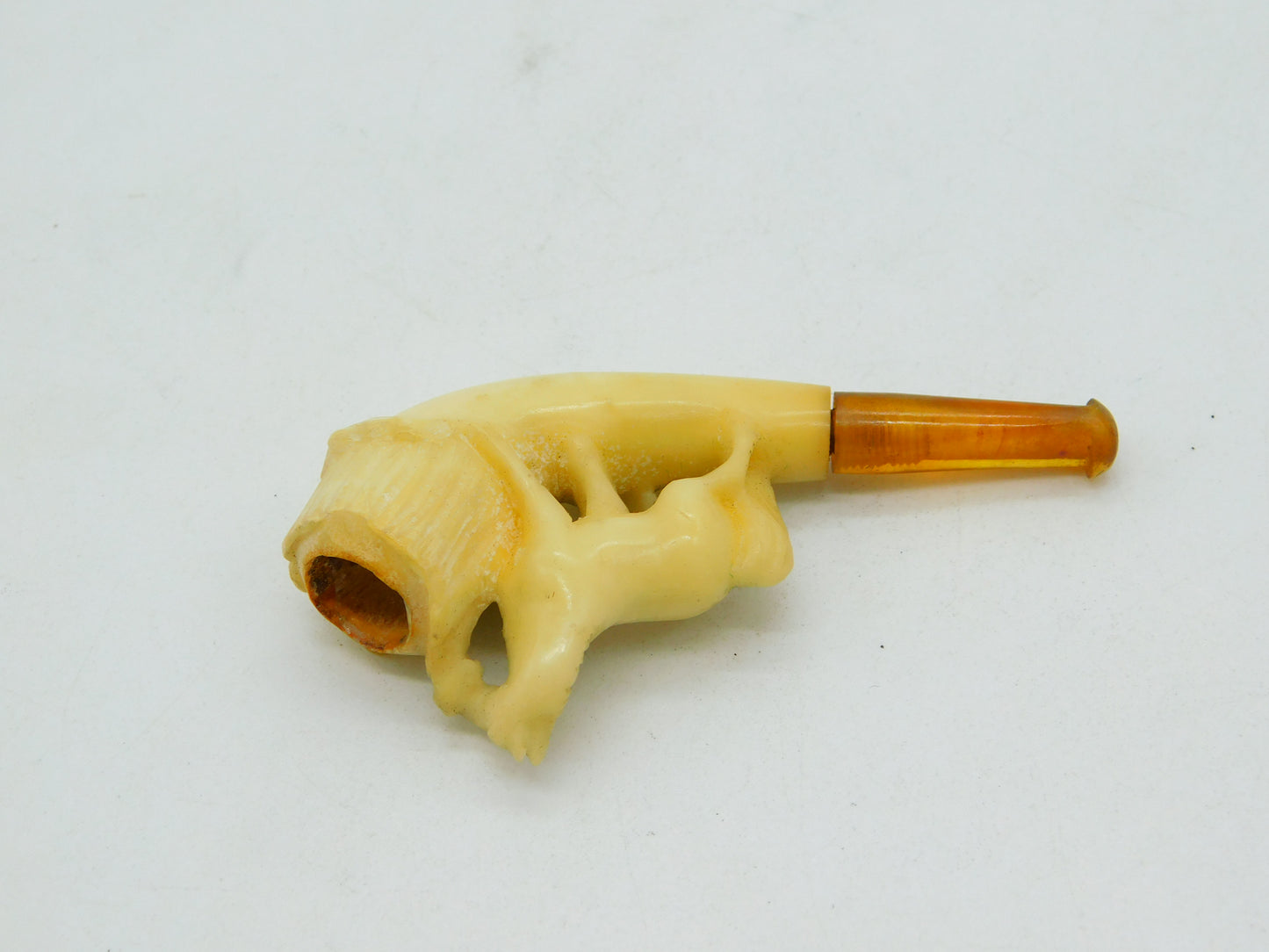 19th Century Meerschaum & Block Amber Horse Form Smoking Pipe Antique c1880