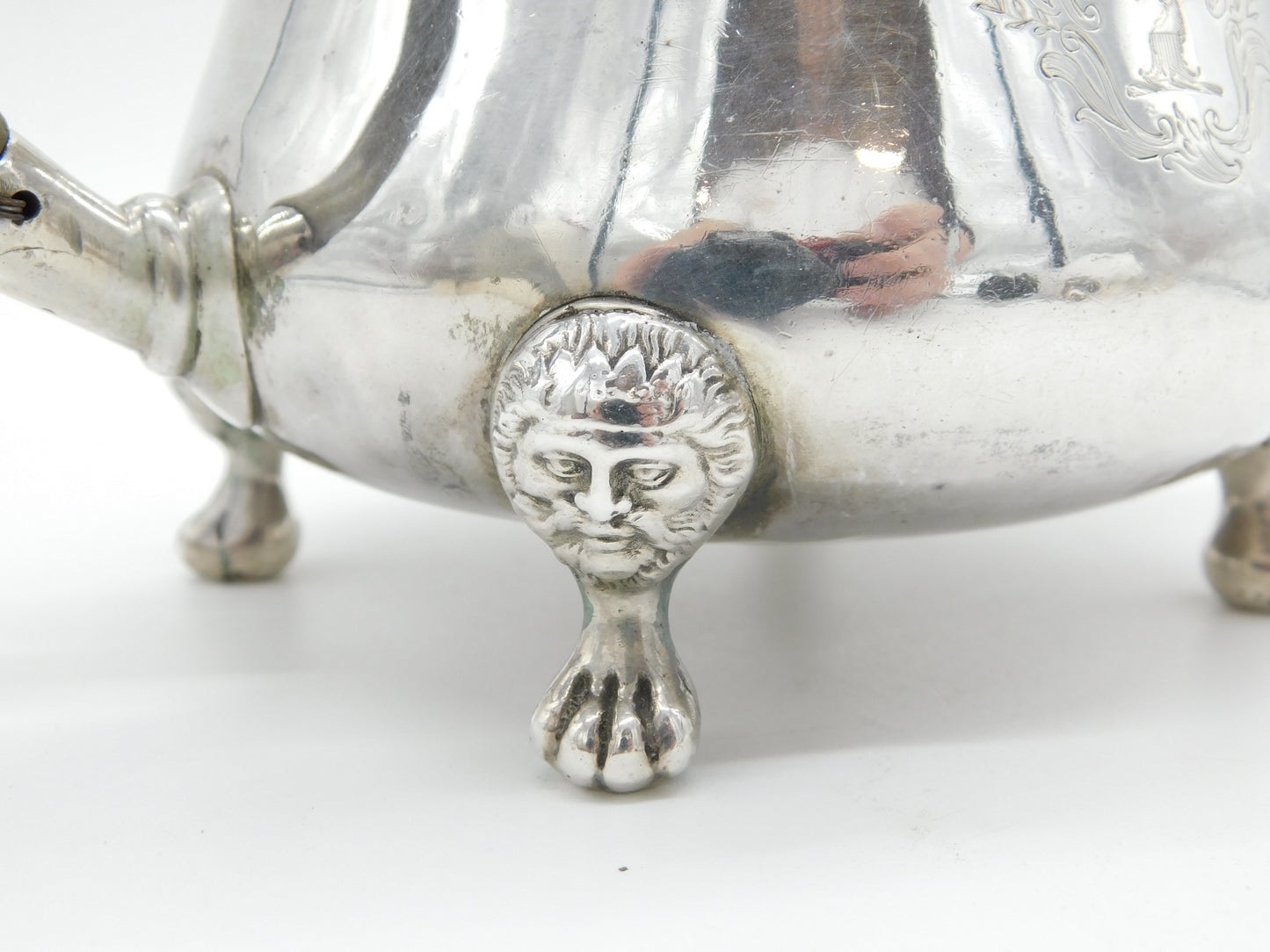 George III Sterling Silver Green Man Footed Bachelors Teapot Antique 1815 London