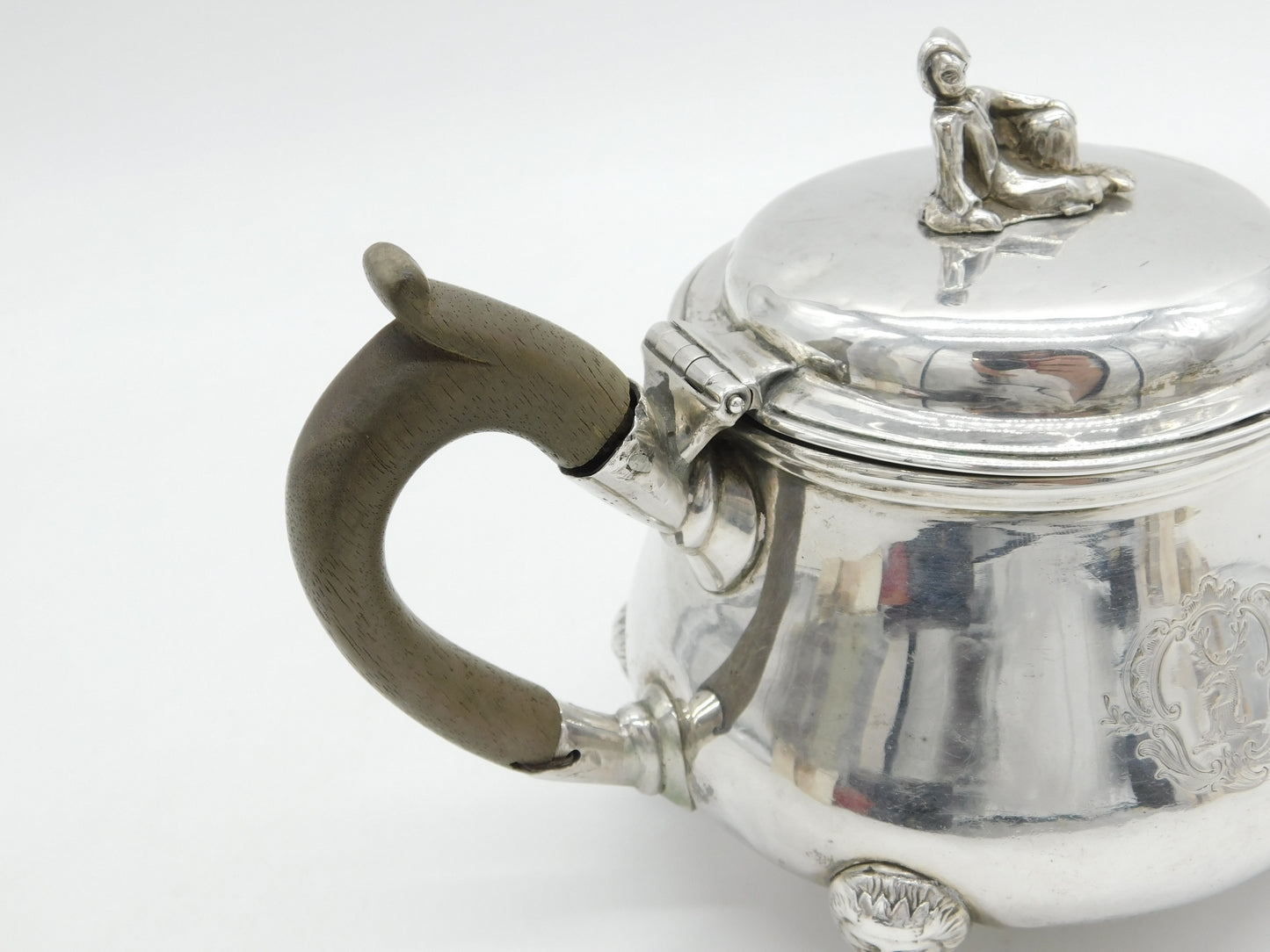 George III Sterling Silver Green Man Footed Bachelors Teapot Antique 1815 London