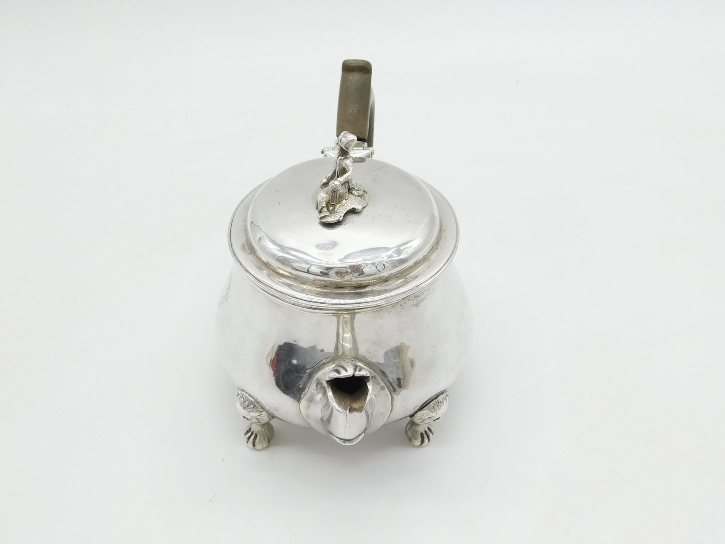 George III Sterling Silver Green Man Footed Bachelors Teapot Antique 1815 London
