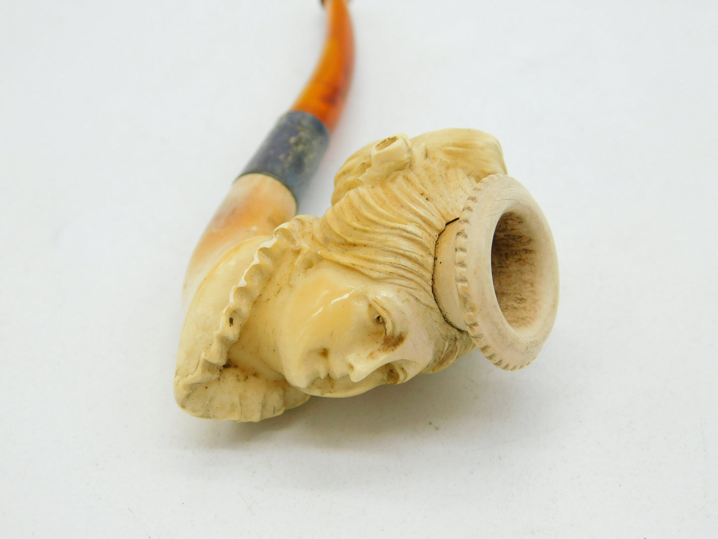 19th Century Meerschaum & Block Amber Regency Lady Pipe Antique c1880
