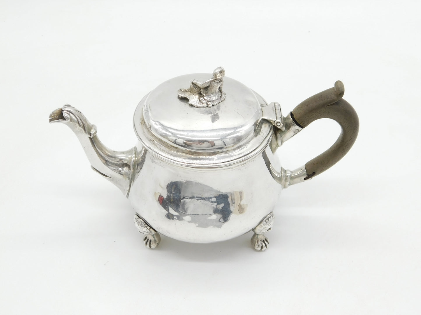George III Sterling Silver Green Man Footed Bachelors Teapot Antique 1815 London