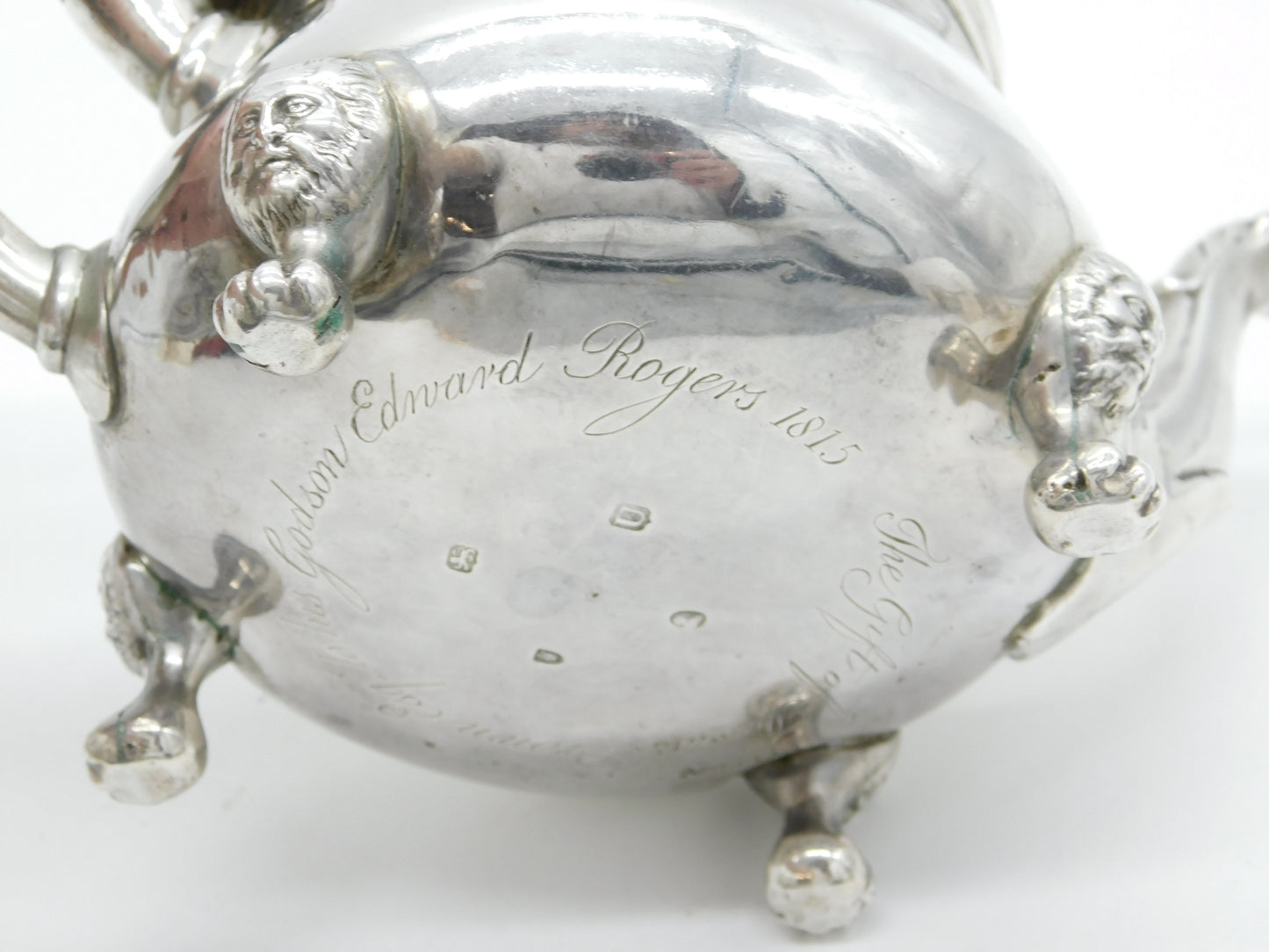 George III Sterling Silver Green Man Footed Bachelors Teapot Antique 1815 London
