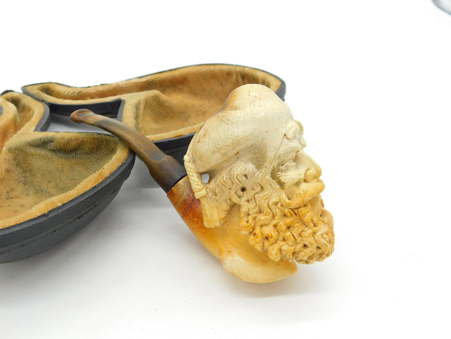 19th Century Large Meerschaum Ottoman Beaded Figure Pipe Antique c1880