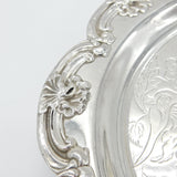 Sterling Silver Oak Tree Crest & Natural Patterns Serving Salver Antique c1915