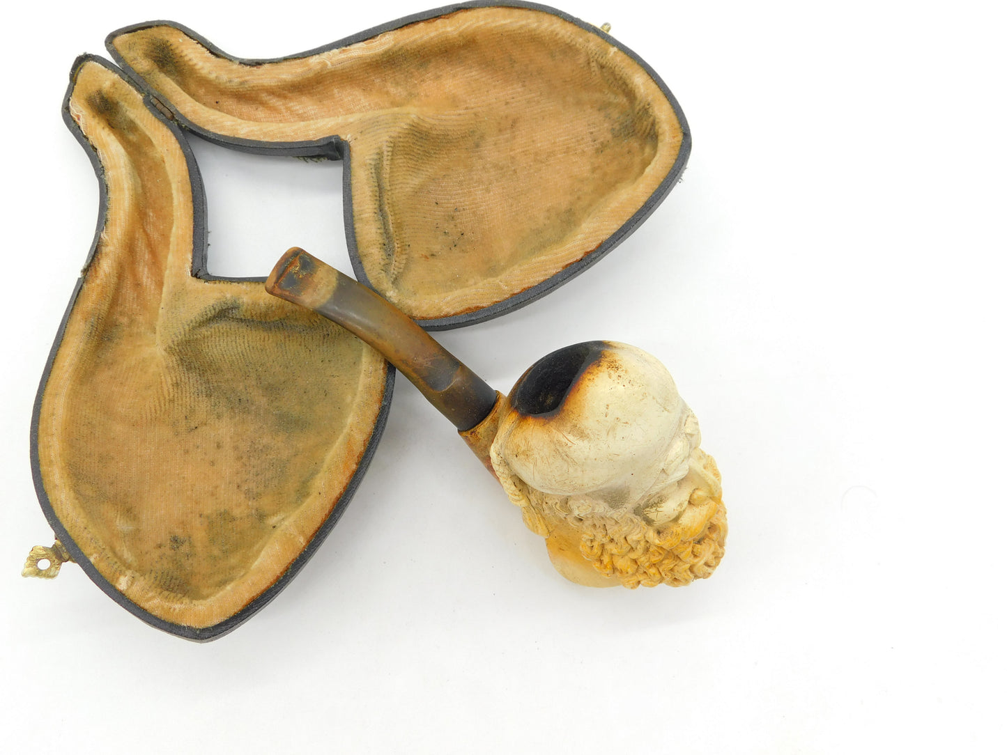 19th Century Large Meerschaum Ottoman Beaded Figure Pipe Antique c1880