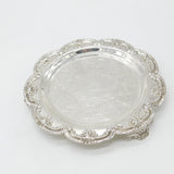 Sterling Silver Oak Tree Crest & Natural Patterns Serving Salver Antique c1915