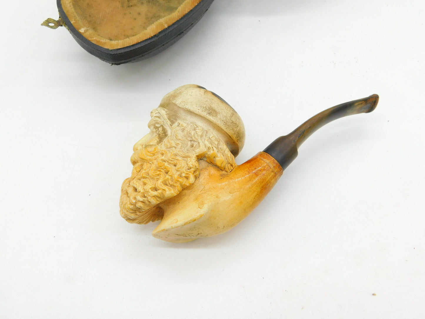 19th Century Large Meerschaum Ottoman Beaded Figure Pipe Antique c1880