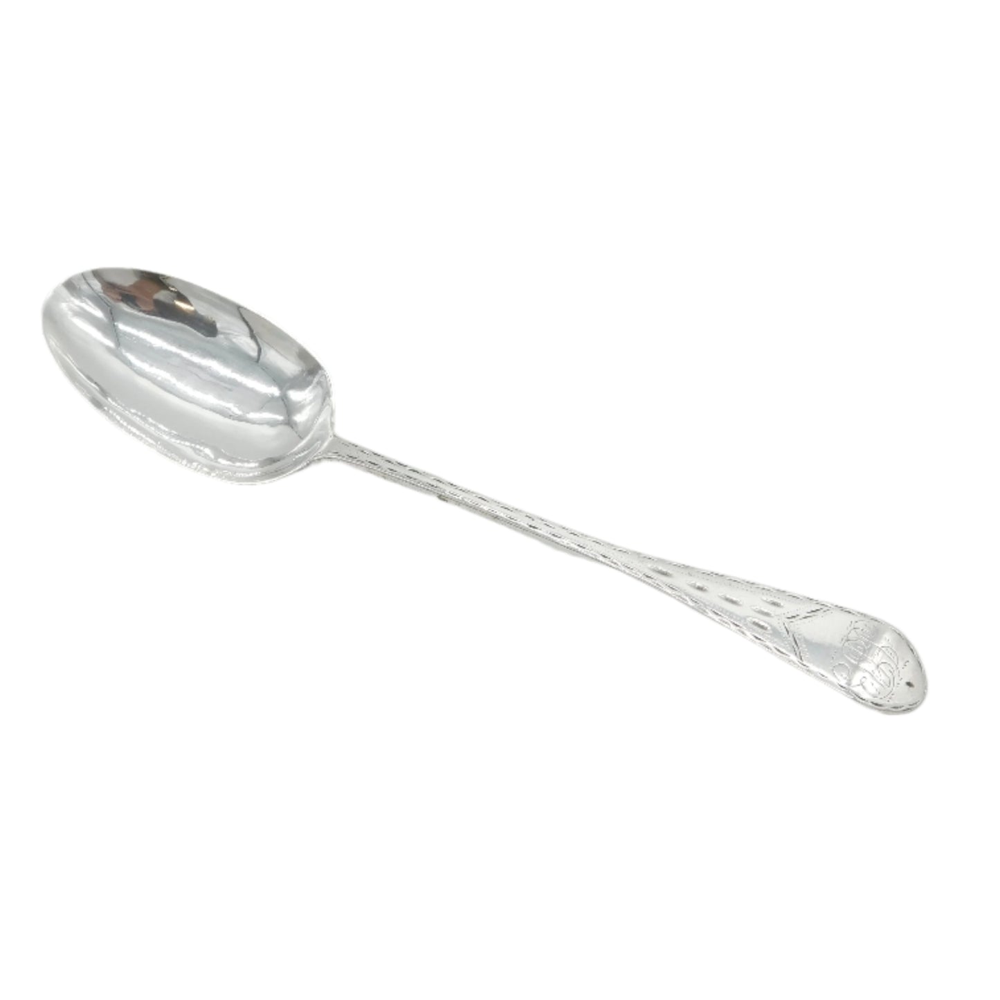 18th Century American Sterling Silver Bright Cut Serving Spoon Antique c1760 William Ball