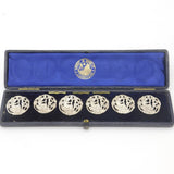 Victorian Boxed Set of Silver Art Nouveau Classical Buttons Antique c1890