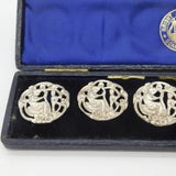 Victorian Boxed Set of Silver Art Nouveau Classical Buttons Antique c1890