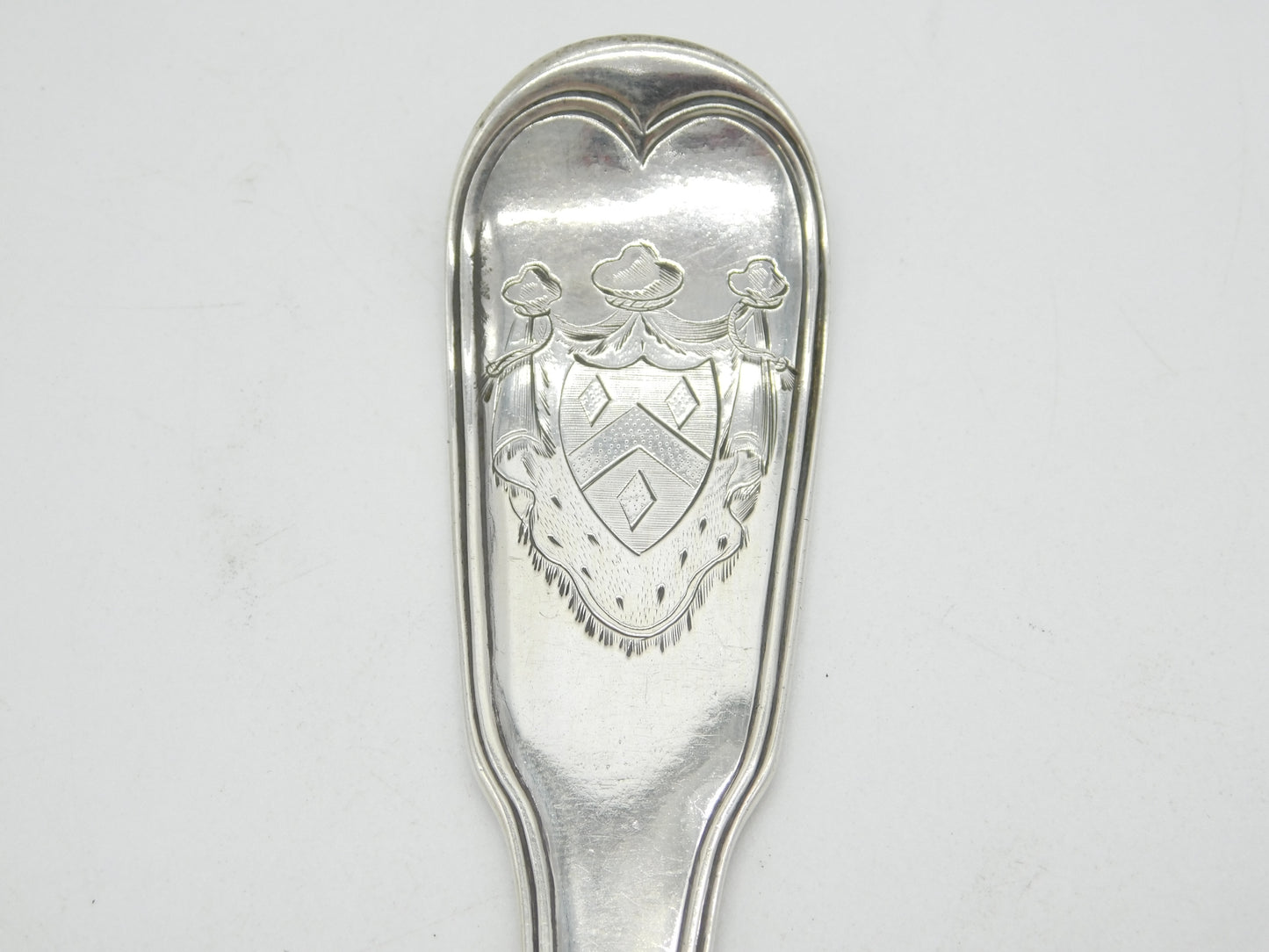 George II Sterling Silver Armorial Crest Basting Spoon Antique c1750 London