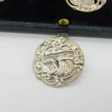 Victorian Boxed Set of Silver Art Nouveau Classical Buttons Antique c1890