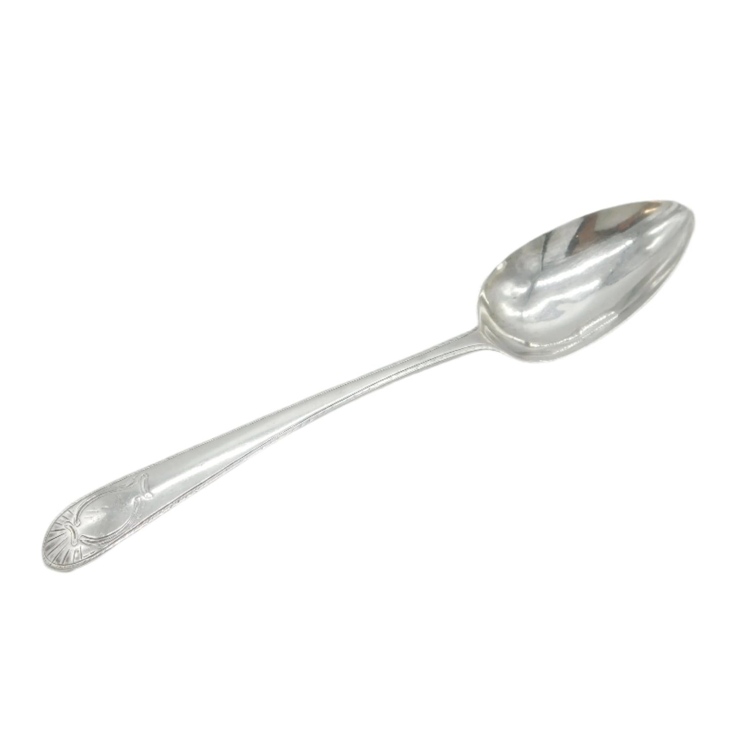 Irish George III Sterling Silver Feathered Serving Spoon Antique 1786 Dublin