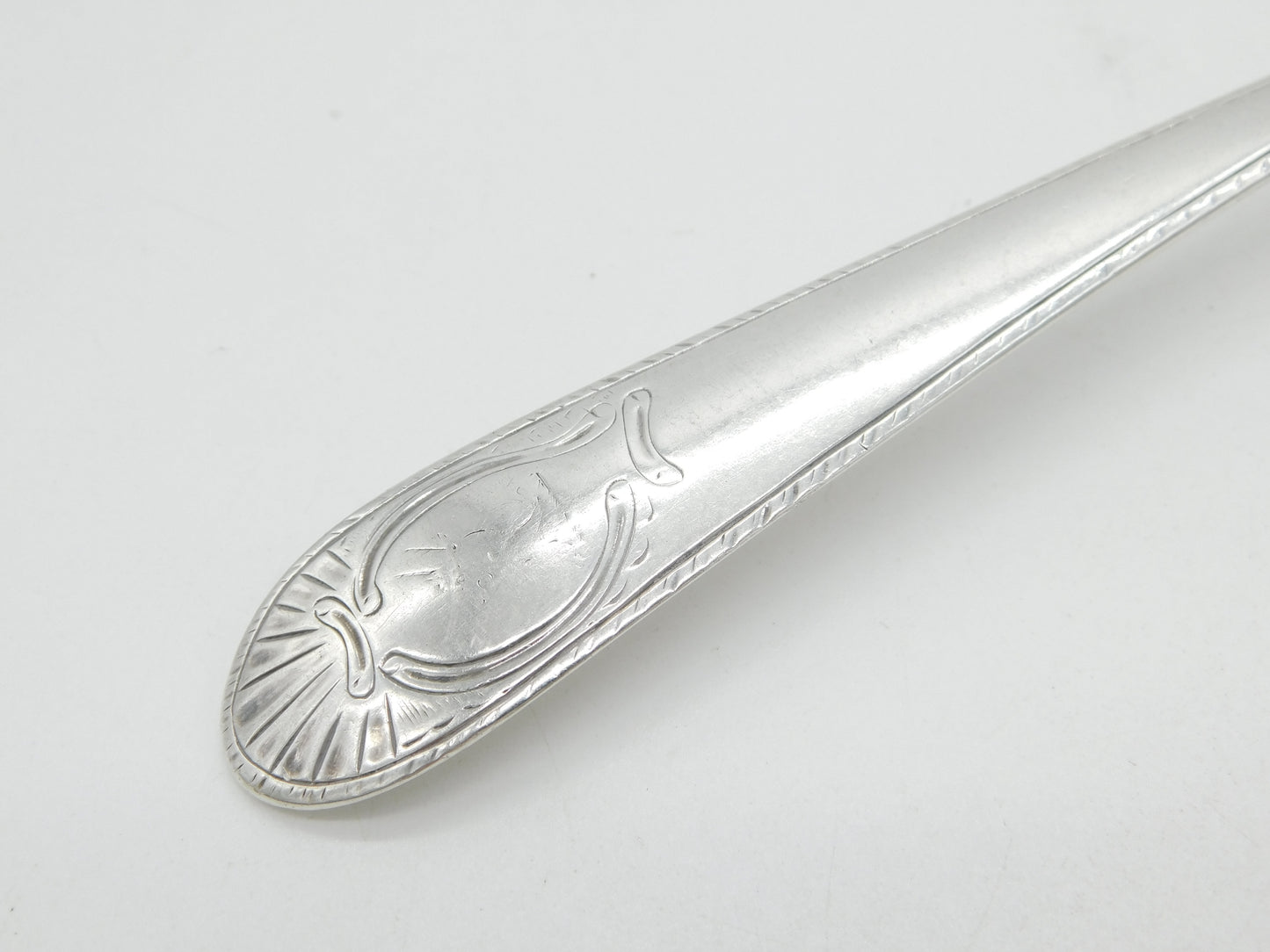 Irish George III Sterling Silver Feathered Serving Spoon Antique 1786 Dublin
