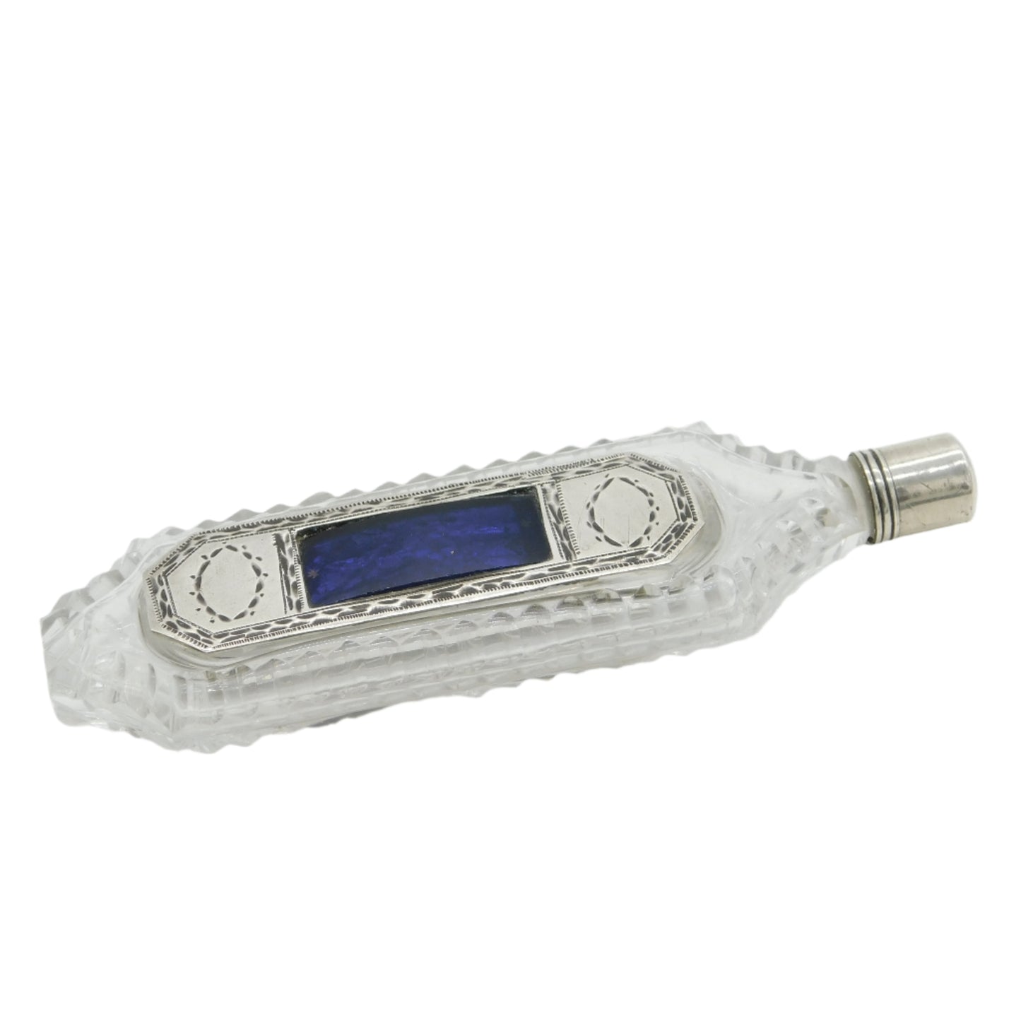 Georgian SILVER AND ENAMEL SCENT BOTTLE