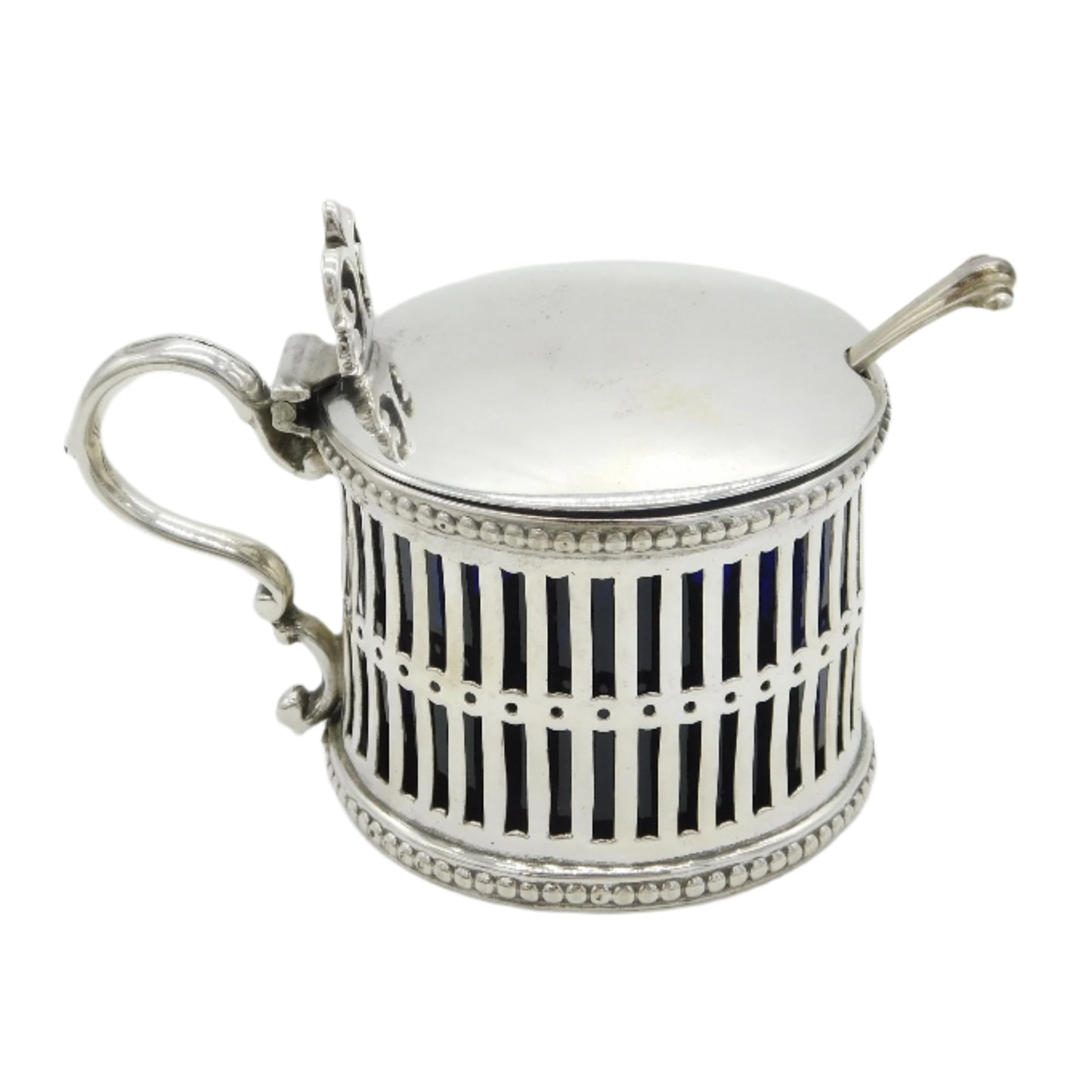 Early-Victorian Sterling Silver Pierced Mustard Pot Antique 1849 Sheffield