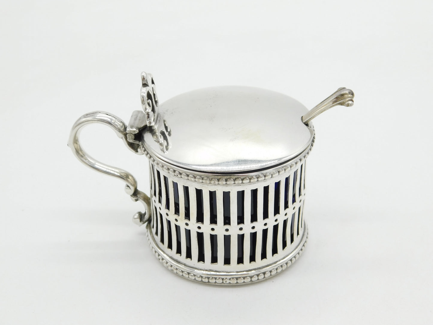 Early-Victorian Sterling Silver Pierced Mustard Pot Antique 1849 Sheffield