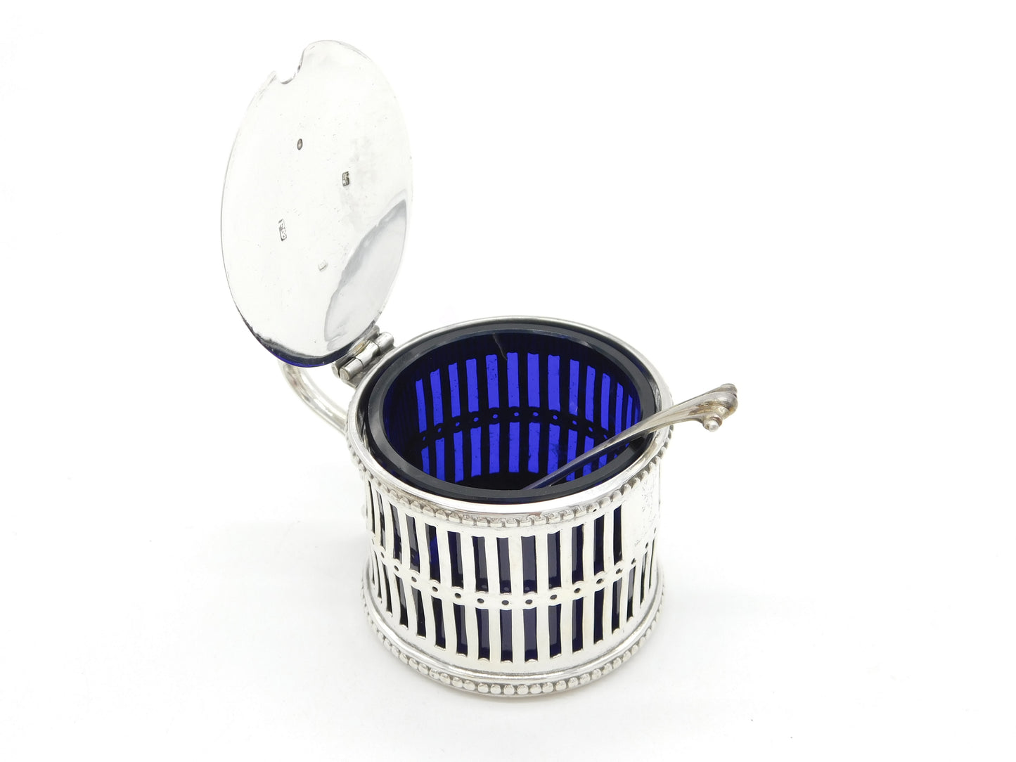 Early-Victorian Sterling Silver Pierced Mustard Pot Antique 1849 Sheffield