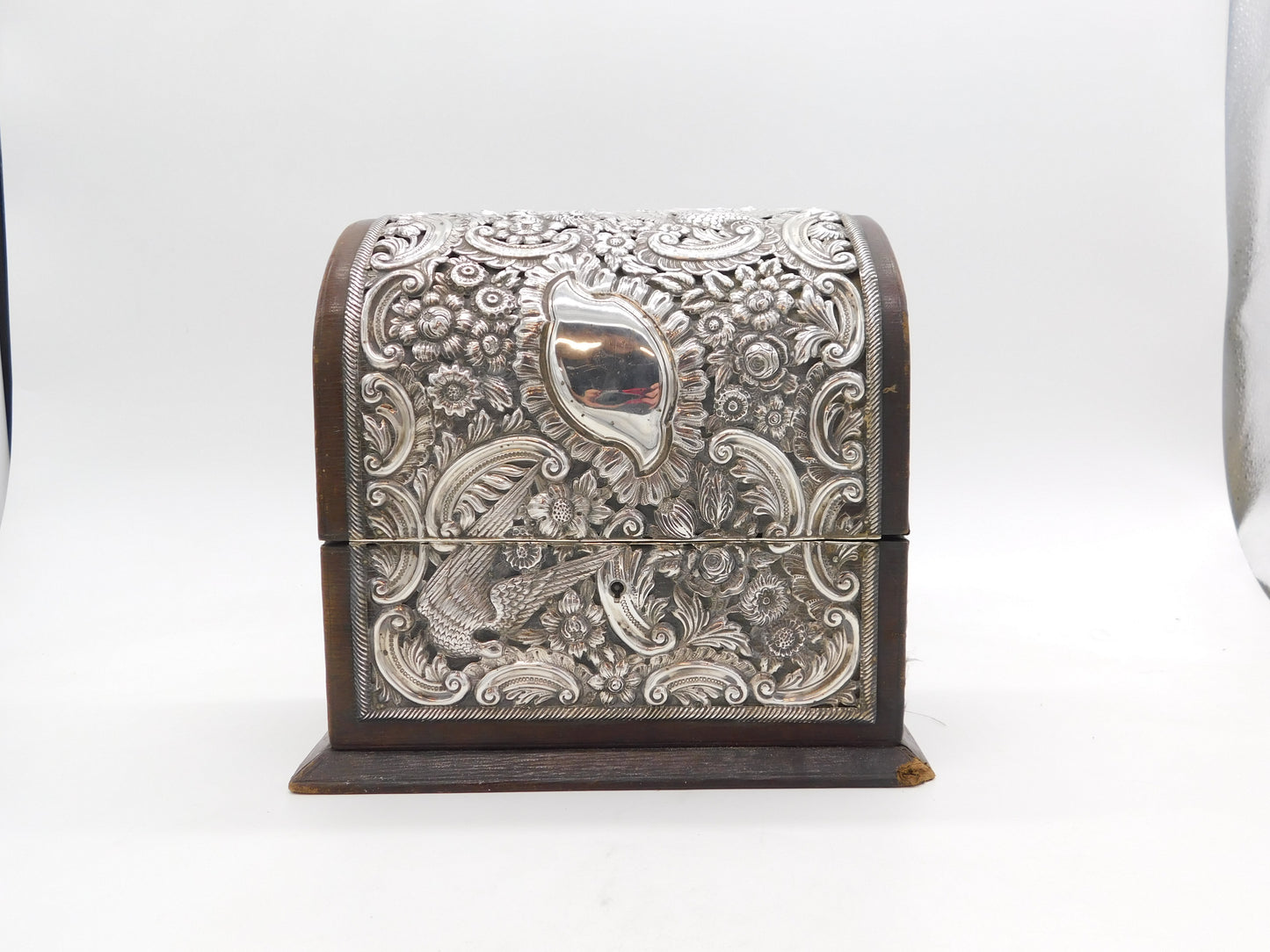 Edwardian Large Sterling Silver Mounted Desk Tidy Stand Antique 1902 Birmingham
