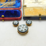 Victorian 9ct Yellow Gold & Carved Sardonyx Collar Stud Button Collection c1860