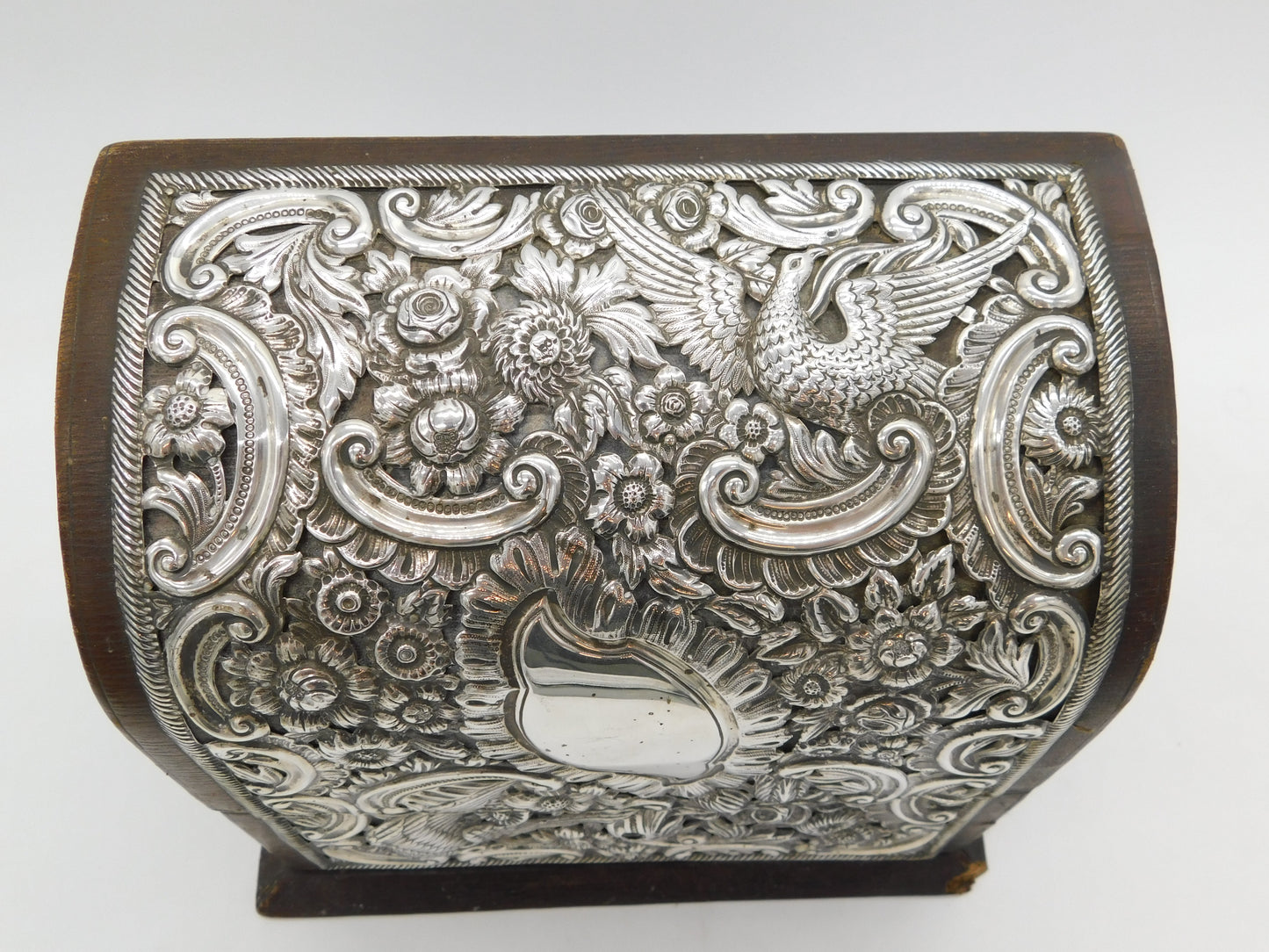 Edwardian Large Sterling Silver Mounted Desk Tidy Stand Antique 1902 Birmingham