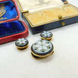 Victorian 9ct Yellow Gold & Carved Sardonyx Collar Stud Button Collection c1860